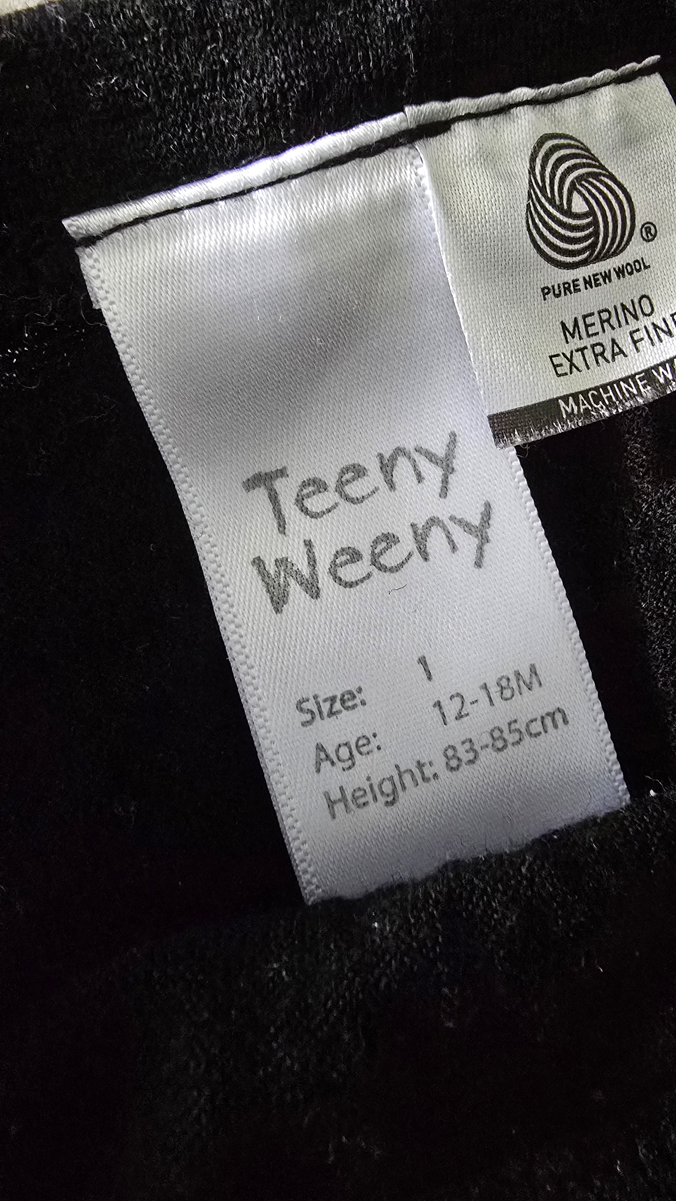 Teeny Weeny Merino Pants Black (12-18m)