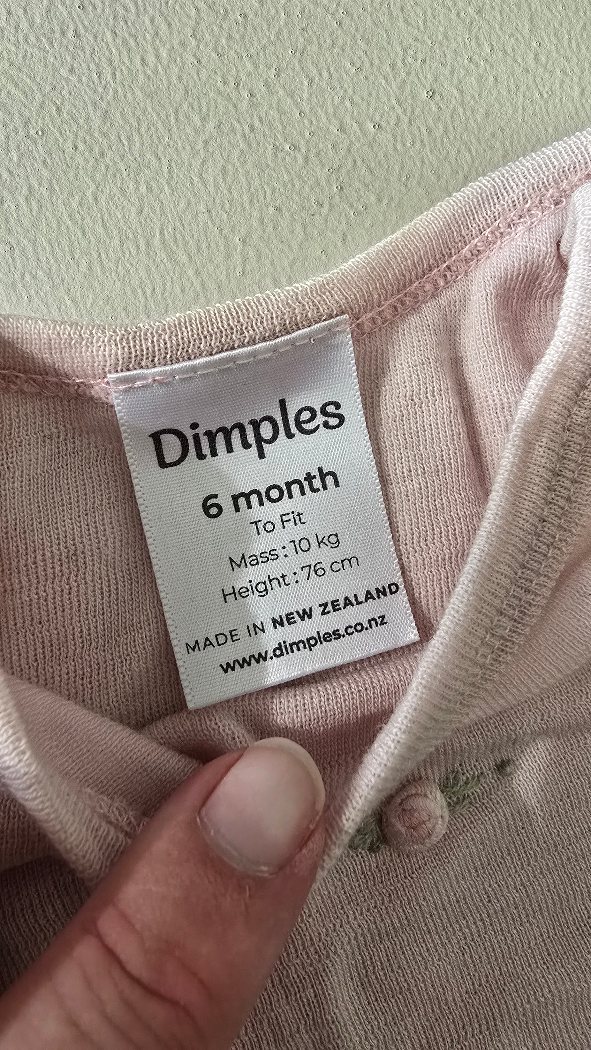 Dimples Pink Merino Onesie (6m)