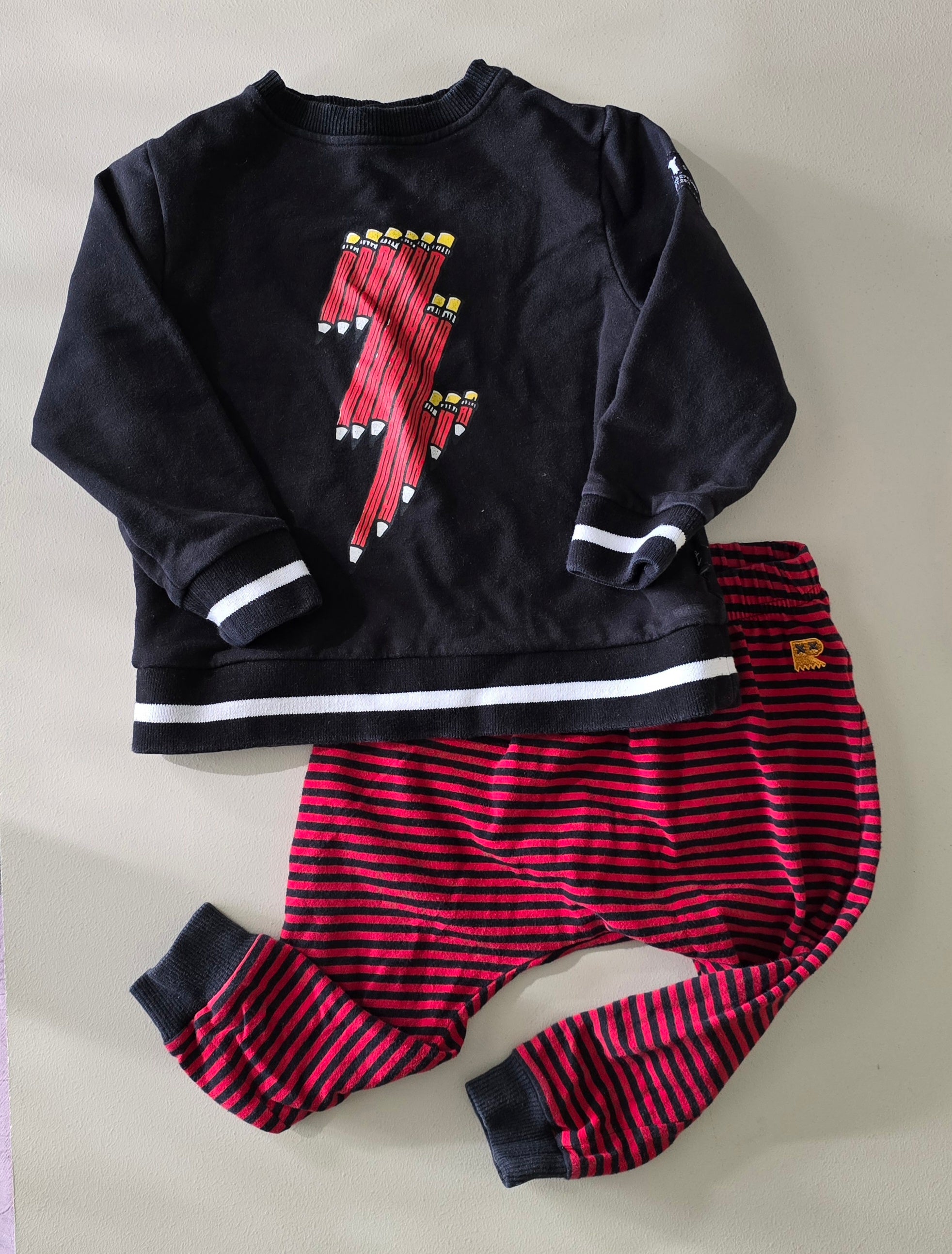 Rock your Baby Red/Black Stripe Pants (18-24m)