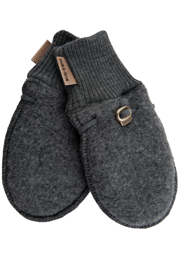 Mikk-Line | Brushed Wool Mittens Anthracite