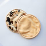 Kekoa reusable nursing breast chest feeding pads made from recycled plastic bottles in native New Zealand Kaki egg shell print